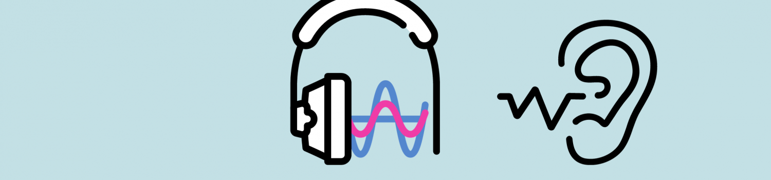 Vector illustration of hearing test equipment and the hearing test icon