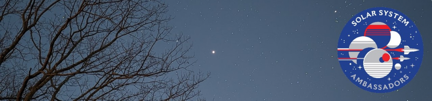 photo of night sky with NASA Solar System Ambassadors Logo
